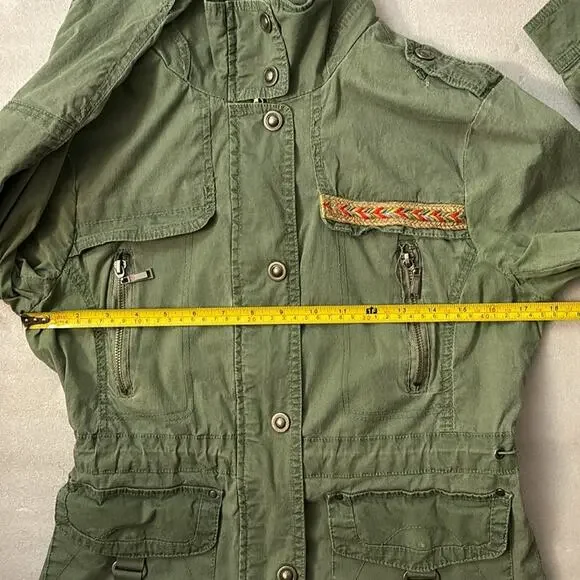 Daytrip Green Army Jacket M Lightweight Boho Cabincore Fisherman Gorpcore Skater - Picture 9 of 15